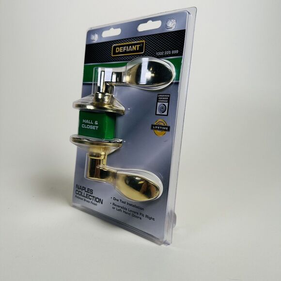 Defiant Naples Collection Hall & Closet Polished Brass Finish Door Handle - Picture 2 of 10